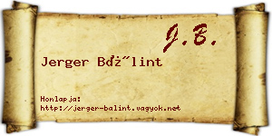 Jerger Bálint névjegykártya
